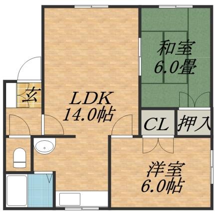 ハウスチクバ 201｜北海道札幌市東区伏古二条５丁目(賃貸アパート2LDK・2階・51.21㎡)の写真 その2