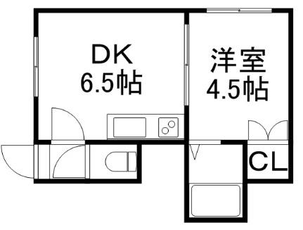 グランドール八軒Ｂ 113｜北海道札幌市西区八軒二条西３丁目(賃貸アパート1DK・1階・25.43㎡)の写真 その2