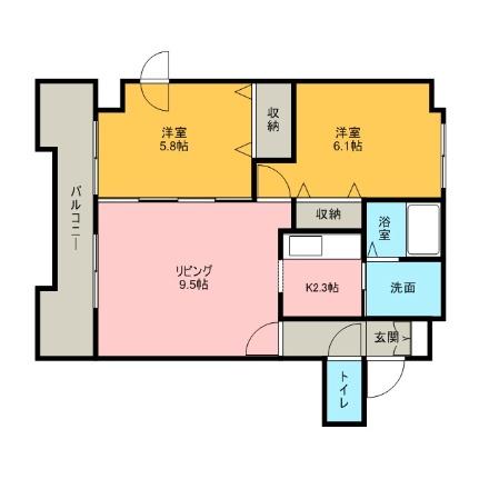 ビッグパレス円山II 402｜北海道札幌市中央区北一条西２８丁目(賃貸マンション2LDK・4階・51.00㎡)の写真 その2