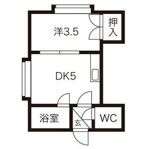 ルミエールリバー24 201｜北海道札幌市西区二十四軒一条６丁目(賃貸アパート1DK・3階・21.45㎡)の写真 その2