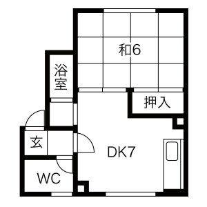 ハイツ幸（左） 2階左｜北海道札幌市西区発寒六条１３丁目(賃貸アパート1DK・2階・30.63㎡)の写真 その2