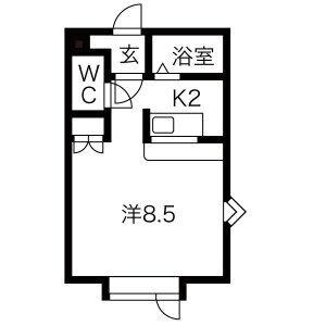 トリプルエー 201｜北海道札幌市手稲区前田八条１４丁目(賃貸アパート1K・2階・21.20㎡)の写真 その2