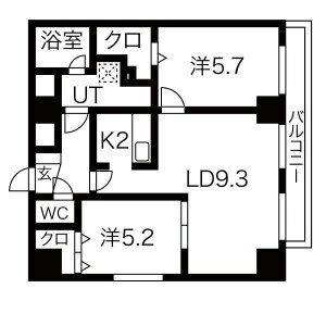 メゾン・ド・北円山さくら 901｜北海道札幌市中央区北四条西１８丁目(賃貸マンション2LDK・9階・59.65㎡)の写真 その2