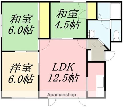 ピアパレス川原 101｜北海道函館市川原町(賃貸アパート3LDK・1階・62.21㎡)の写真 その2