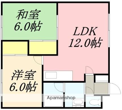 コーポ吉川（コーポヨシカワ） 205｜北海道函館市吉川町(賃貸アパート2LDK・2階・57.54㎡)の写真 その2