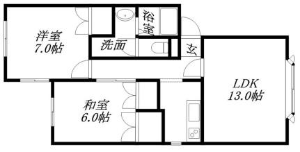 グラシア北郷　III 201｜北海道札幌市白石区北郷二条１丁目(賃貸アパート2LDK・2階・58.80㎡)の写真 その2