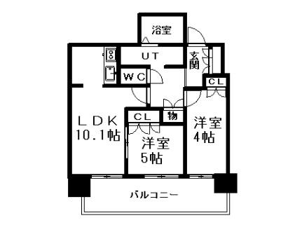 パークアクシス新さっぽろ 1207｜北海道札幌市厚別区厚別中央二条５丁目(賃貸マンション2LDK・12階・45.93㎡)の写真 その2