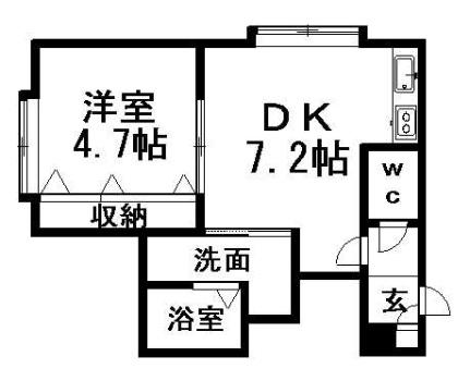 ポラリス清田 207｜北海道札幌市清田区清田二条１丁目(賃貸アパート1DK・3階・27.30㎡)の写真 その2