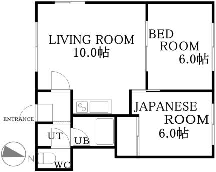 アーバンハイツパートII 103｜北海道札幌市白石区北郷一条７丁目(賃貸アパート2LDK・2階・44.76㎡)の写真 その2