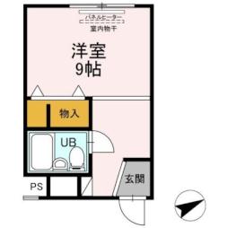 Ｄーｒｏｏｍ　Ｓｈａｒｅ札幌白石 1階ワンルームの間取り