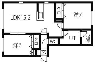 カッスル28 202｜北海道札幌市清田区美しが丘二条８丁目(賃貸アパート2LDK・2階・61.90㎡)の写真 その2