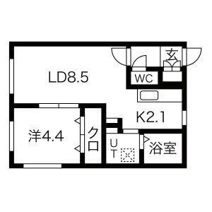 Ｐｏｒｔｅ　Ｂｏｎｈｅｕｒ東札幌（ポルトボヌール東札幌） 403｜北海道札幌市白石区東札幌五条５丁目(賃貸マンション1LDK・4階・33.40㎡)の写真 その2