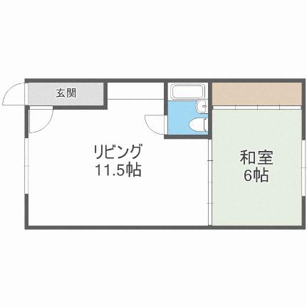 長南ハイツII 5｜北海道札幌市中央区南六条西２３丁目(賃貸アパート1LDK・1階・34.43㎡)の写真 その2