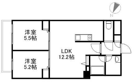 ビッグパレス南6条 407｜北海道札幌市中央区南六条東１丁目(賃貸マンション2LDK・4階・50.05㎡)の写真 その2