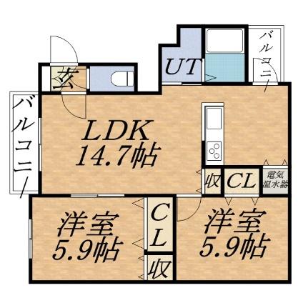 アヴァンセ旭ヶ丘 101｜北海道札幌市中央区南八条西１８丁目(賃貸マンション2LDK・1階・56.23㎡)の写真 その2