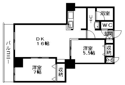 グラン・シェ・モア中島公園 602｜北海道札幌市中央区南九条西６丁目(賃貸マンション2LDK・6階・58.05㎡)の写真 その2