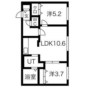 Ｈａｌｅｎｉｘ　札幌医大前 101｜北海道札幌市中央区南二条西１８丁目(賃貸マンション2LDK・1階・46.01㎡)の写真 その2