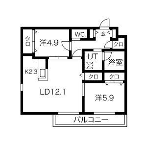 Ｌａ　Ｍｅｒｉｄｉａｎ　Ｃｅｎｔｒａｌ 203｜北海道札幌市中央区南十七条西９丁目(賃貸マンション2LDK・2階・60.54㎡)の写真 その2