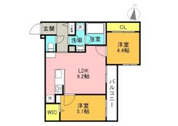 ＳーＲＥＳＩＤＥＮＣＥ北円山ａｌｅｓｉａ 4階2LDKの間取り