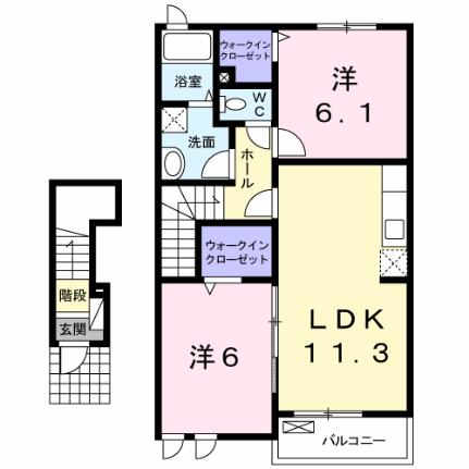 アドラブールＢ 202 ｜ 青森県八戸市湊高台７丁目（賃貸アパート2LDK・2階・57.58㎡） その2