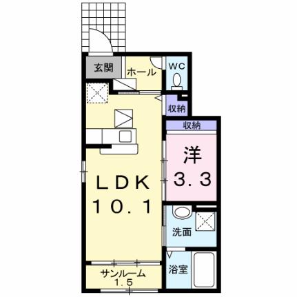 サンマリーン弐番館 103 ｜ 青森県八戸市湊高台６丁目（賃貸アパート1LDK・1階・35.55㎡） その2