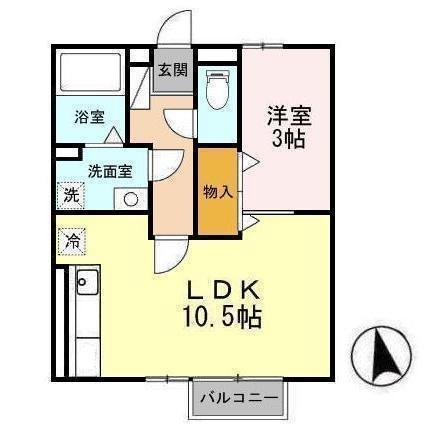 セジュールＳＥ秀　ＡＢ B103 ｜ 青森県八戸市沼館１丁目（賃貸アパート1LDK・1階・35.10㎡） その2