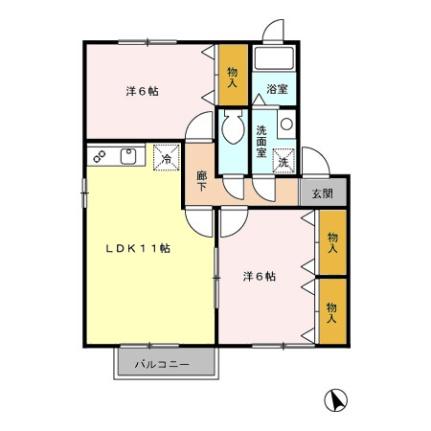 サンライズ油久保　Ａ 102 ｜ 青森県八戸市大字湊町字油久保（賃貸アパート2LDK・1階・55.44㎡） その2