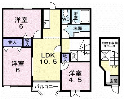 サンライズ　Ｂ棟 201｜青森県青森市東大野１丁目(賃貸アパート3LDK・2階・67.64㎡)の写真 その2