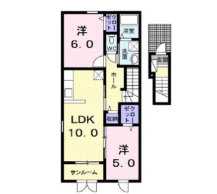 アルタイル 205 ｜ 青森県青森市沖館５丁目（賃貸アパート2LDK・2階・56.96㎡） その2