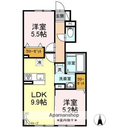 メゾン・フレックス 102｜青森県青森市青葉２丁目(賃貸アパート2DK・1階・50.38㎡)の写真 その2