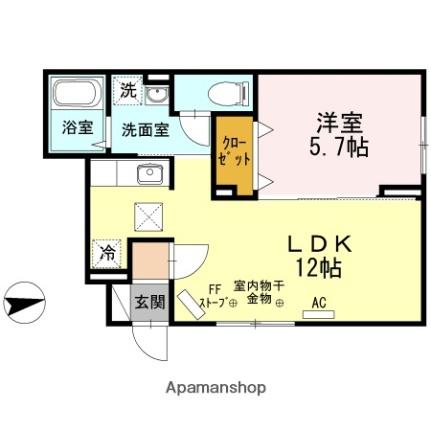 コンチェルト 102｜青森県青森市旭町１丁目(賃貸アパート1LDK・1階・44.30㎡)の写真 その2