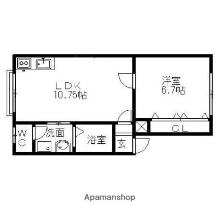 フィーレンダンク ｜青森県弘前市大字清原３丁目(賃貸アパート1LDK・1階・37.26㎡)の写真 その2