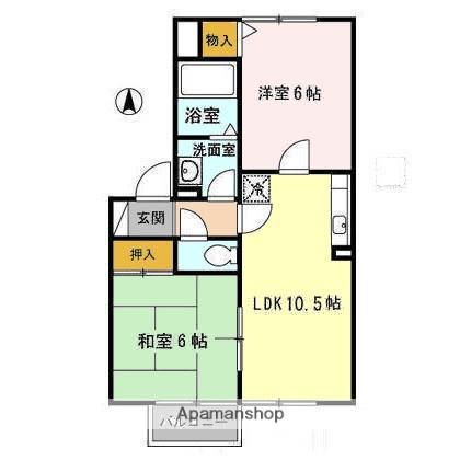 シャローム21  ｜ 青森県弘前市大字富田２丁目（賃貸アパート2LDK・1階・50.38㎡） その2