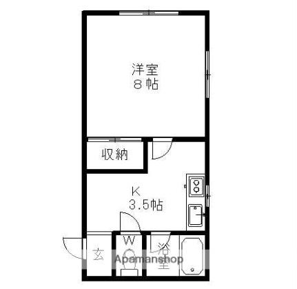 メゾン　ミューズ 203｜青森県弘前市大字城東５丁目(賃貸アパート1K・2階・26.44㎡)の写真 その2