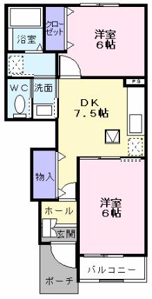 ＷＥＳＴ 102 ｜ 岩手県北上市北鬼柳１５地割（賃貸アパート2DK・1階・44.82㎡） その2