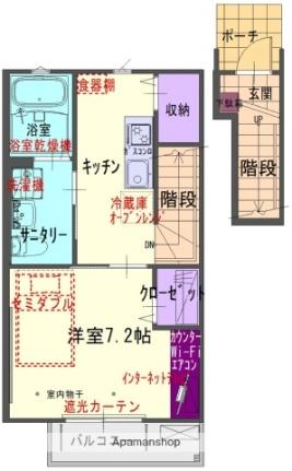 ＧＲＡＮＤ　ＳＯＬＥＩＬ　北鬼柳　Ａ 212｜岩手県北上市北鬼柳１１地割(賃貸アパート1K・2階・33.21㎡)の写真 その2