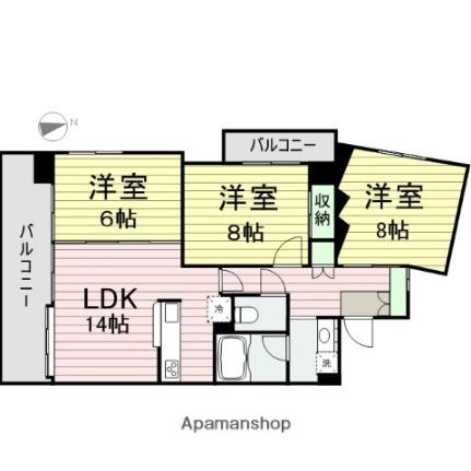 ステーションプラザ榴岡 201｜宮城県仙台市宮城野区榴岡５丁目(賃貸マンション3LDK・2階・84.34㎡)の写真 その2