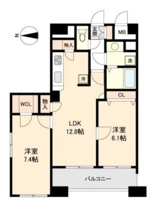 グランカーサ仙台五橋 0401 ｜ 宮城県仙台市若林区清水小路（賃貸マンション2LDK・4階・61.56㎡） その2