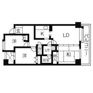 ダイアパレス長町南 402 ｜ 宮城県仙台市太白区鹿野３丁目（賃貸マンション3LDK・4階・71.26㎡） その2