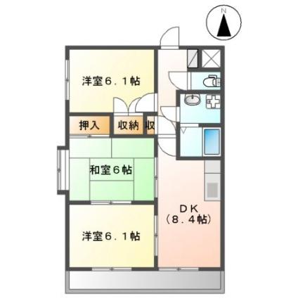 サニープレイスII 202 ｜ 宮城県仙台市太白区柳生４丁目（賃貸アパート3DK・2階・57.30㎡） その2