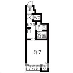 アルバトロス川内 1階1Kの間取り