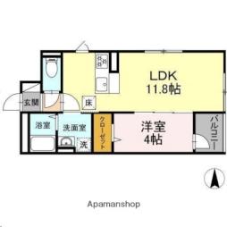 仙台市営南北線 北四番丁駅 徒歩15分の賃貸アパート 1階1LDKの間取り