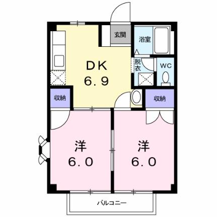 ウエストピア 102｜宮城県仙台市青葉区西勝山(賃貸アパート2DK・1階・40.04㎡)の写真 その2