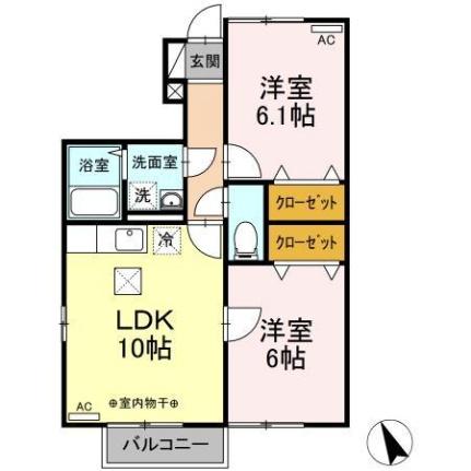 ディアコート　ＡＢＣ ｜宮城県宮城郡利府町神谷沢字塚元(賃貸アパート2LDK・1階・50.34㎡)の写真 その2