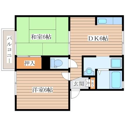 ログパルクＣ棟 ｜宮城県仙台市泉区みずほ台(賃貸アパート2DK・2階・41.89㎡)の写真 その2