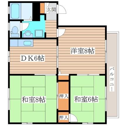 コモンシティ福沼　Ａ棟 ｜宮城県大崎市古川福沼２丁目(賃貸アパート3DK・2階・57.60㎡)の写真 その2