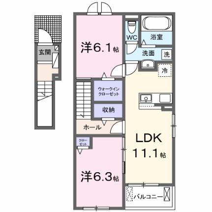 クレストヴィラ 201｜宮城県仙台市青葉区みやぎ台２丁目(賃貸アパート2LDK・2階・58.57㎡)の写真 その2