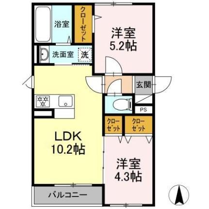 宮城県仙台市青葉区広瀬町（賃貸アパート2LDK・3階・46.78㎡） その2