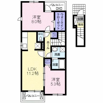 ピースヴィラ袋原南I 204 ｜ 宮城県仙台市太白区袋原字堰場（賃貸アパート2LDK・2階・60.14㎡） その2