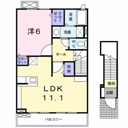 Ｃａｓａ　梅田川 202 ｜ 宮城県仙台市宮城野区原町５丁目（賃貸アパート1LDK・2階・46.09㎡） その2